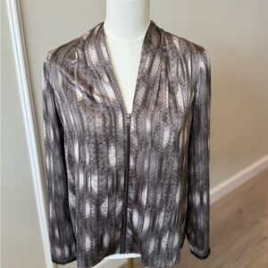 Tahari Black and Gray Patterned Scale Blouse